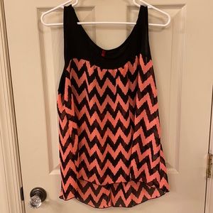 Pink & Black Sheer Chevron Sleeveless Shirt- XL